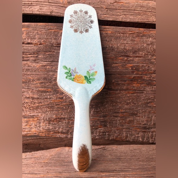 Vintage Cake server Blue & Gold Yellow rose H. Aynsley made in England Wedding🩵 - Picture 3 of 11